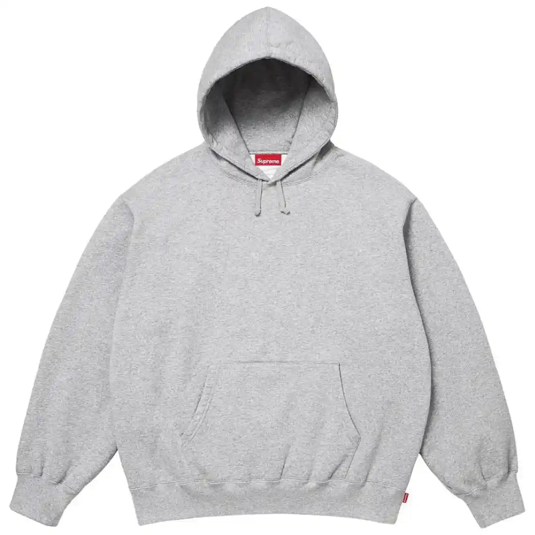 Supreme Satin Applique Hooded Sweatshirt (SS26) Heather Grey