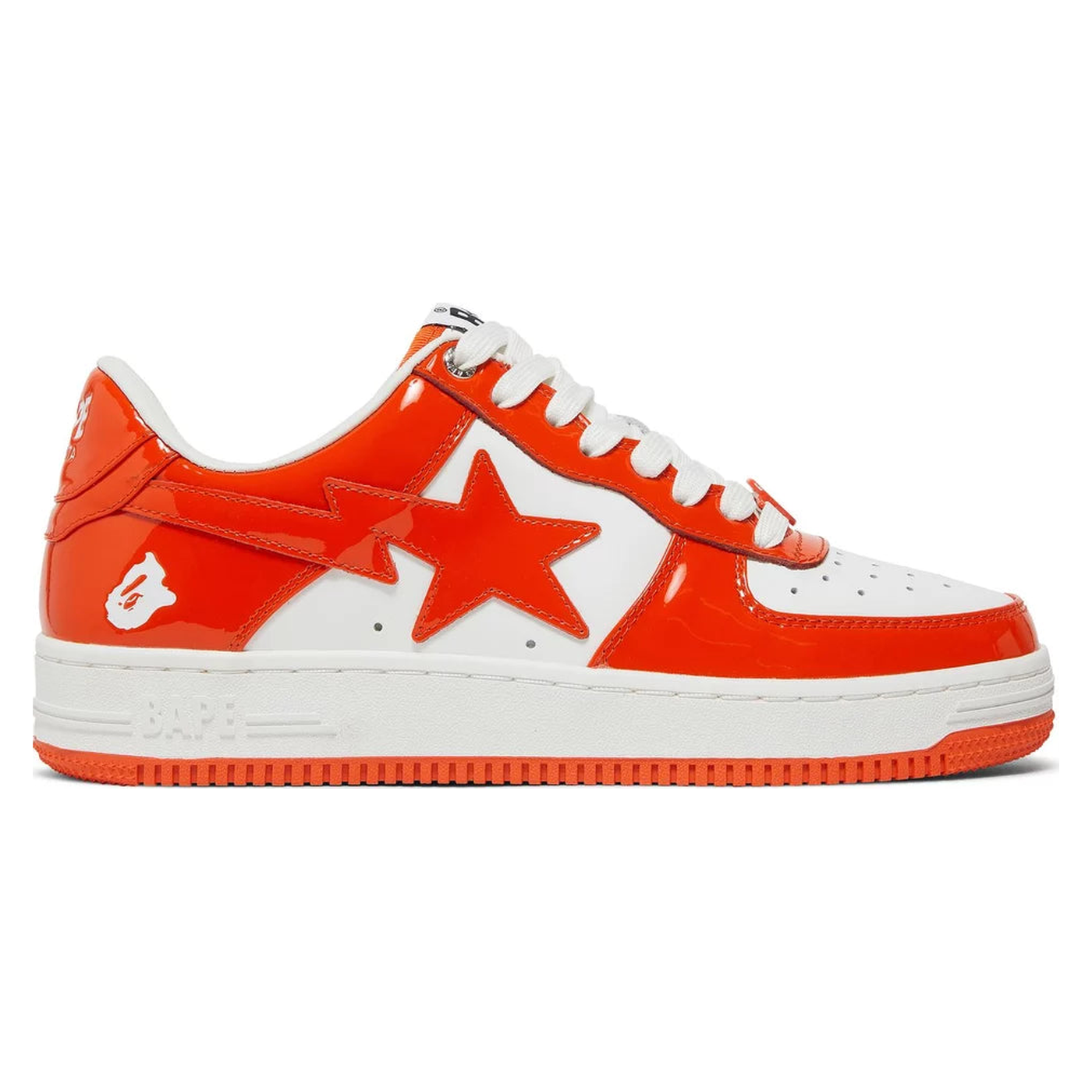 A Bathing Ape Bape Sta Patent Leather Orange White