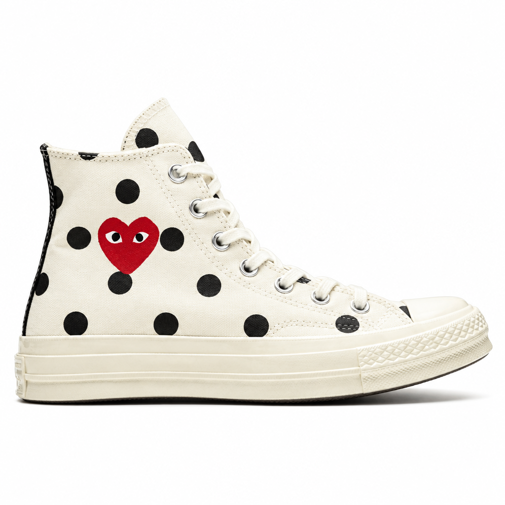 Comme des Garçons x Converse Chuck Taylor All-Star 70s Hi CDG PLAY Polka Dot White