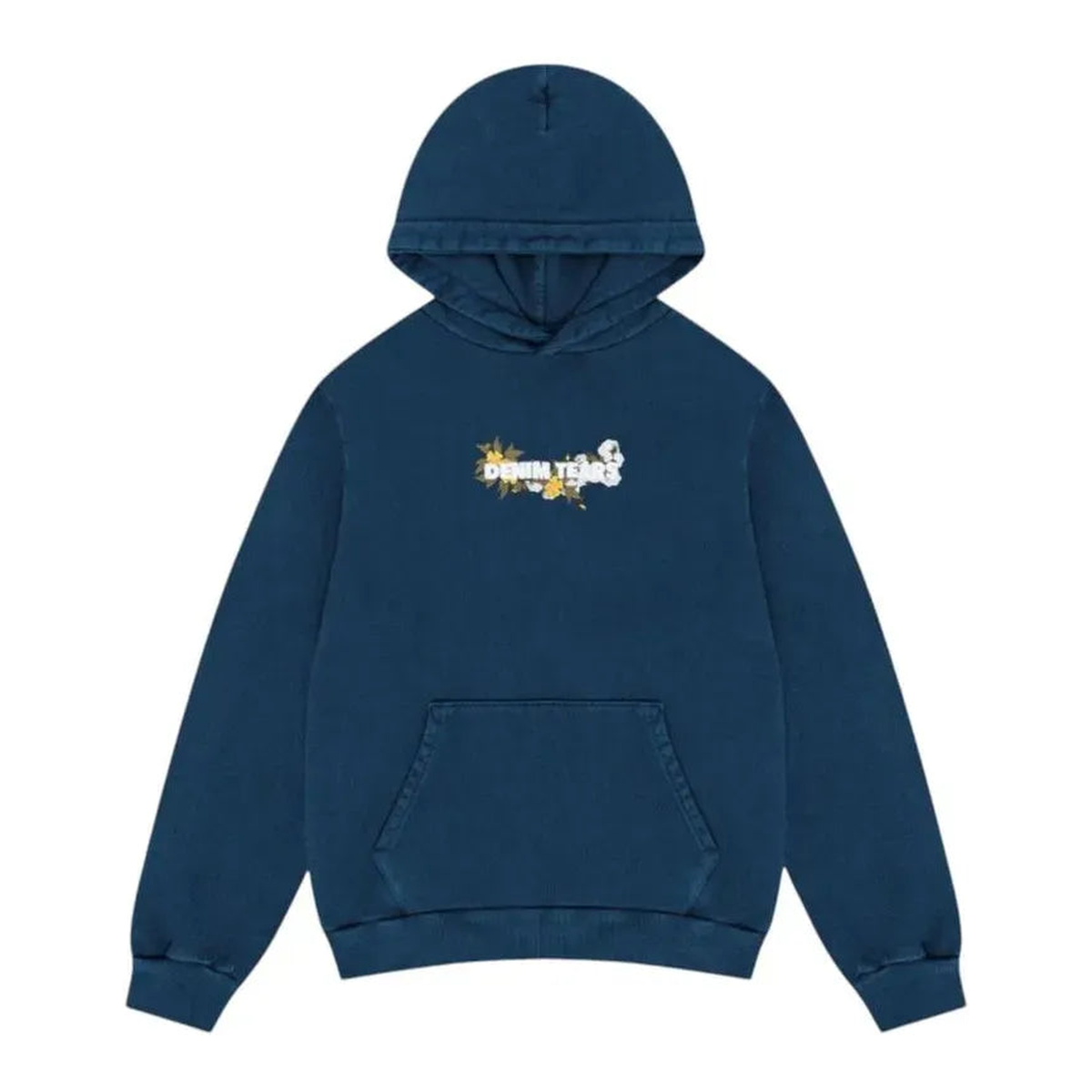 Denim Tears Floral Embroidered Logo Hoodie Navy