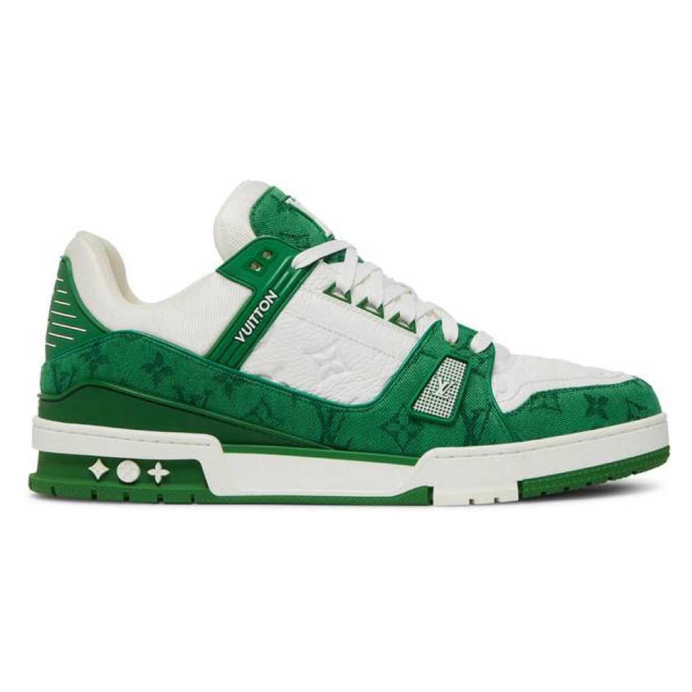 Louis Vuitton LV Trainer Green Monogram Denim White