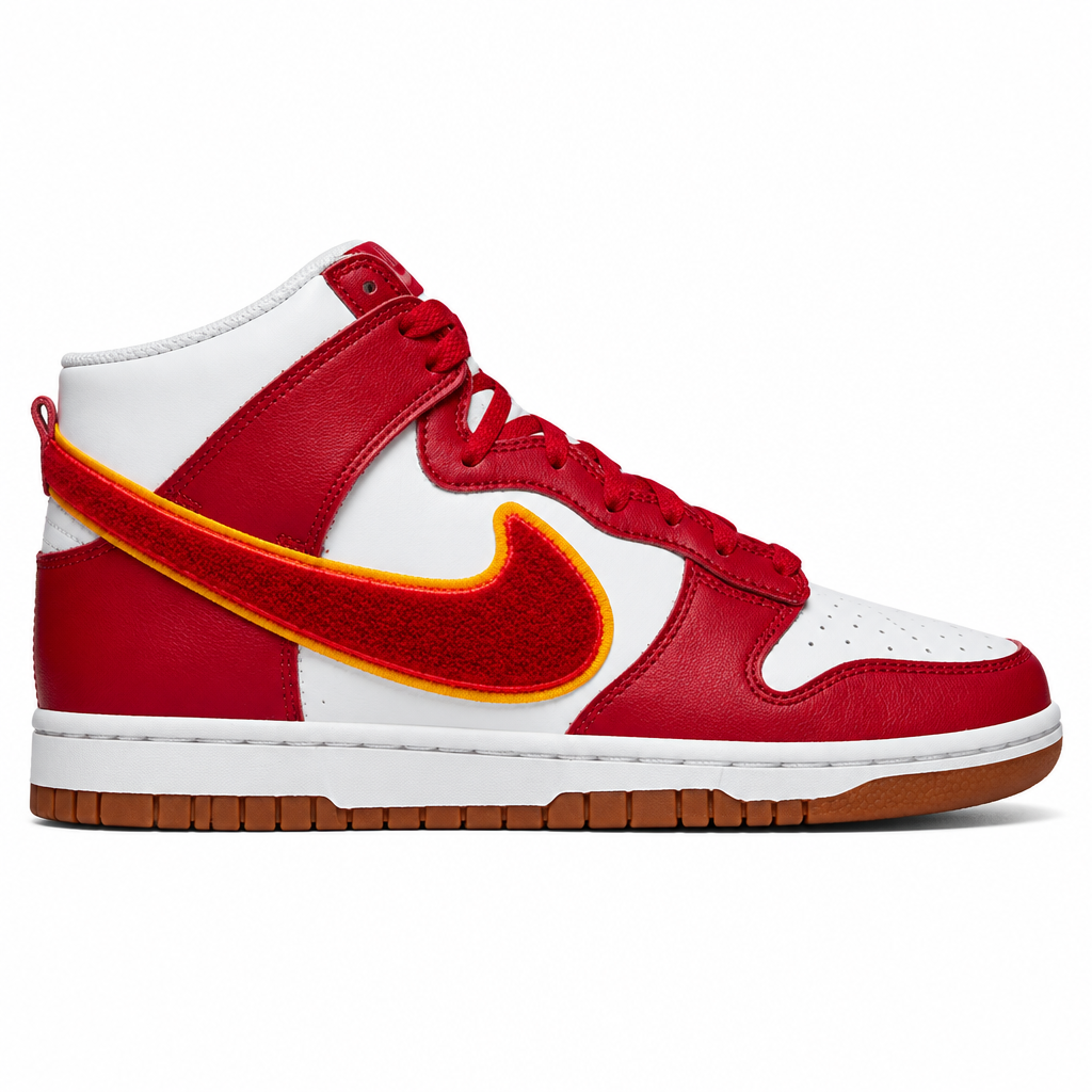 Nike Dunk High Chenille Swoosh White Gym Red