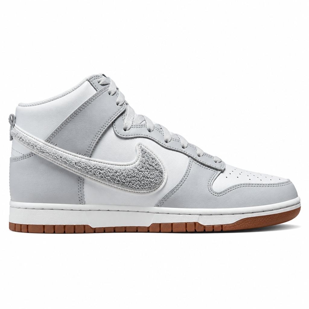 Nike Dunk High Retro Chenille Swoosh White Grey