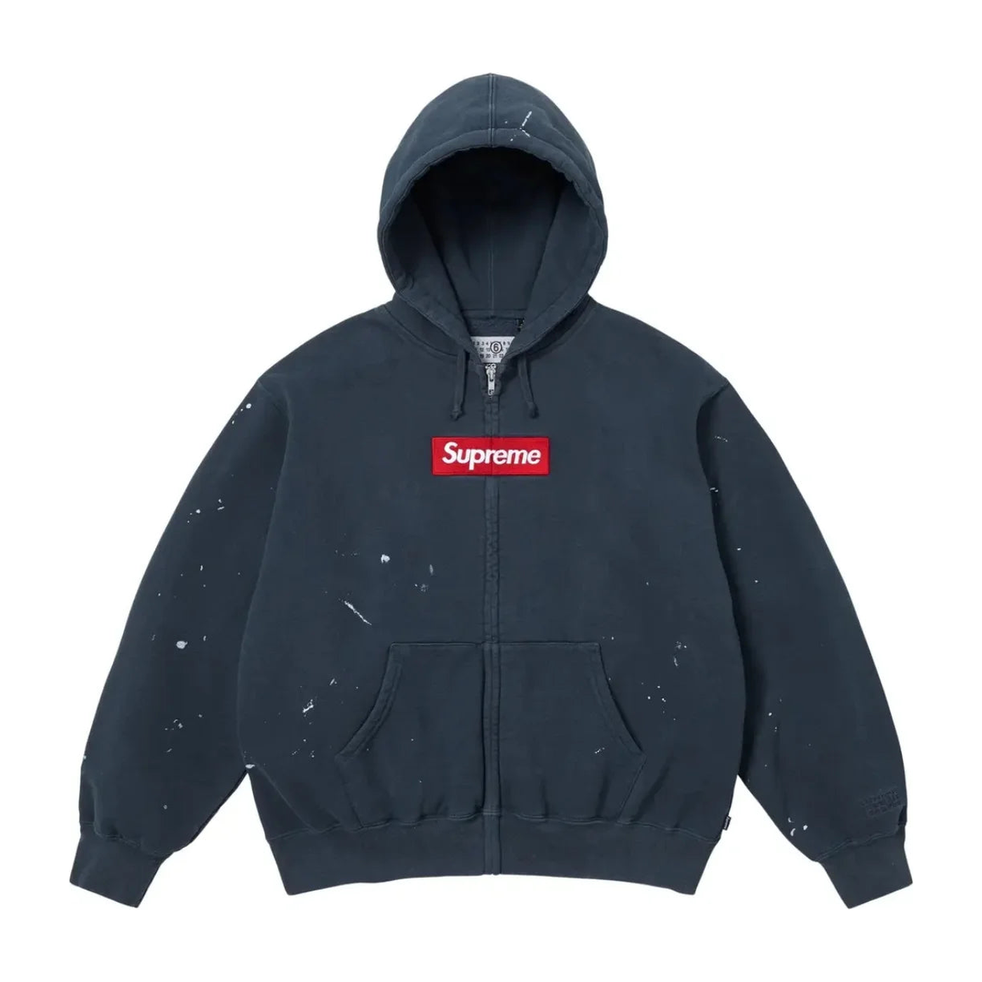 Supreme Maison Margiela Box Logo Zip Up Hoodie Navy
