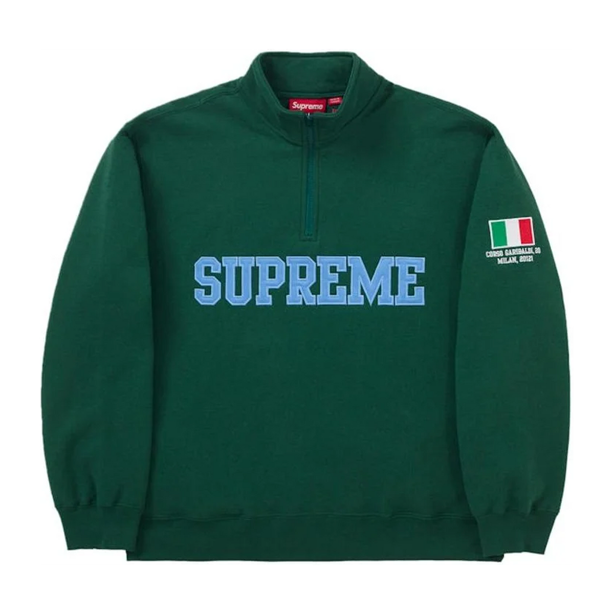 Supreme Milan Shop Flag Half Zip Pullover Green