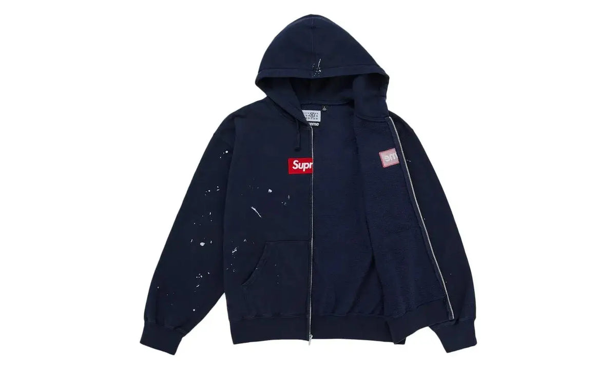 Supreme MM6 Maison Margiela Box Logo Zip Up Hooded Mikina Navy