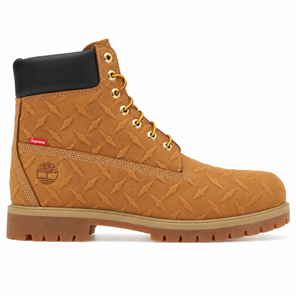 Supreme x Timberland 6' Premium Waterproof Boot Diamond Plate Wheat