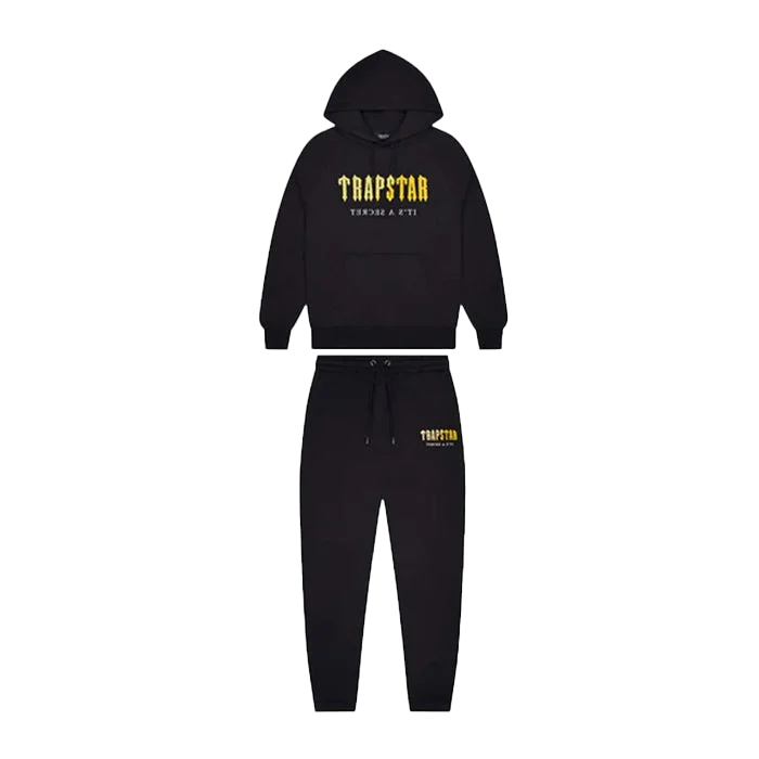 Trapstar Decoded Chenille Hooded Tracksuit Black/Yellow