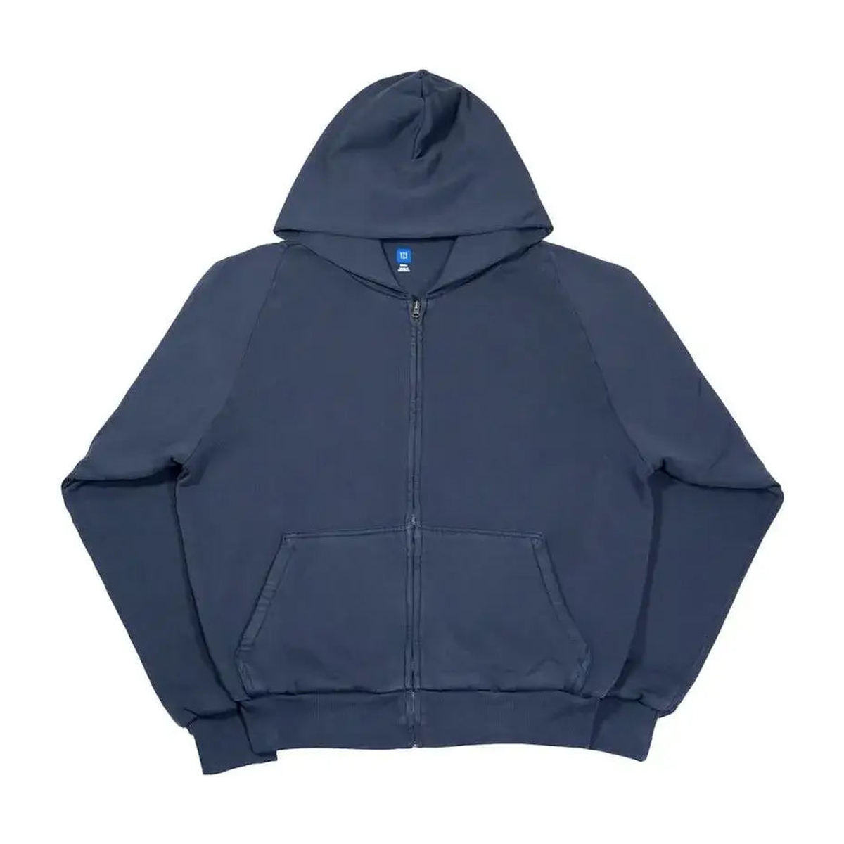 Yeezy x Gap Nevydaná mikina na zip s kapucí, tmavě modrá