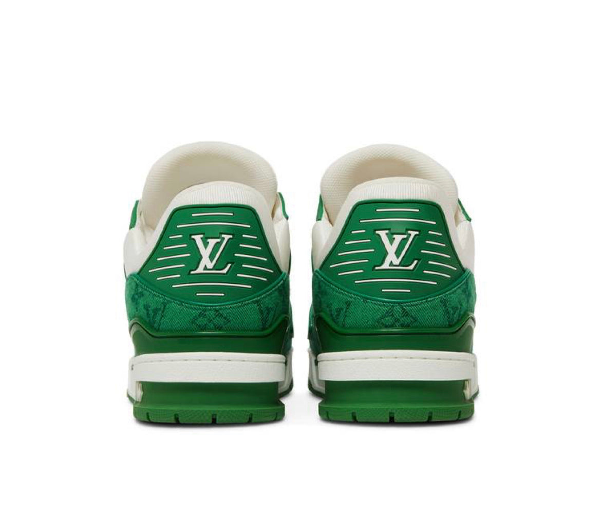 Louis Vuitton LV Trainer Green Monogram Denim White