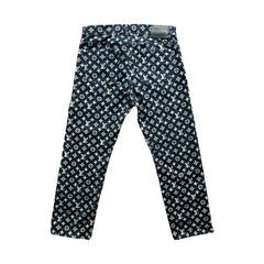 Louis Vuitton tmavomodré monogramové džíny Kim Jones
