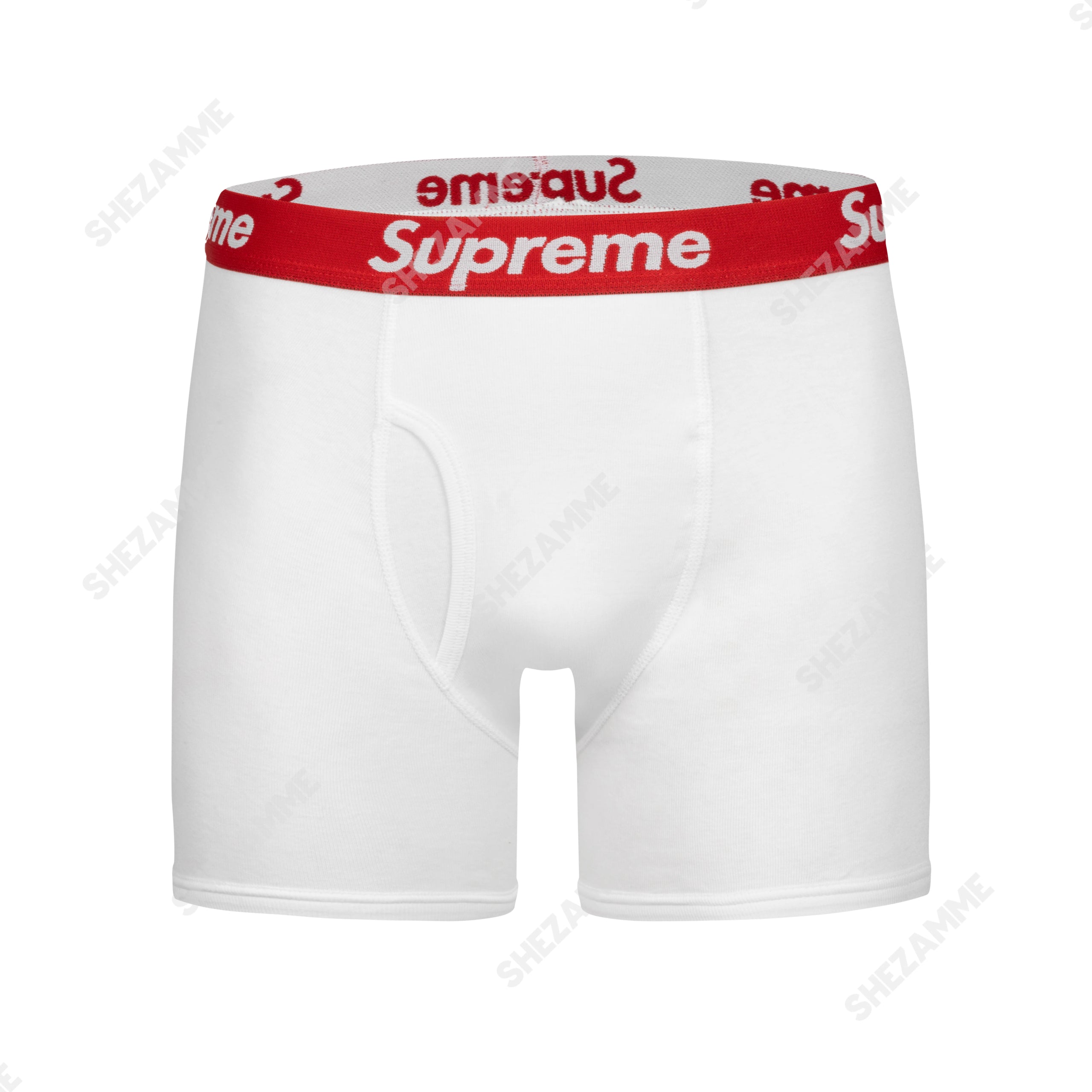 Bokserki Supreme białe z kontrastowym logotypem na pasie