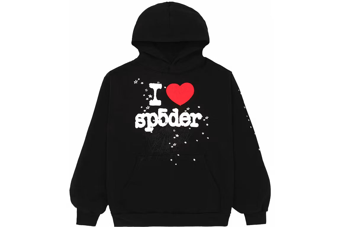 Sp5der I Heart SP5 Hoodie Black
