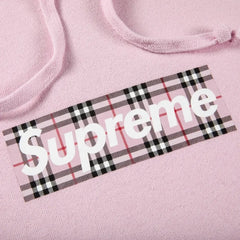 Supreme Burberry Box Logo Hoodie Light Pink