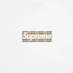 Supreme Burberry Box Logo Tee Bílé