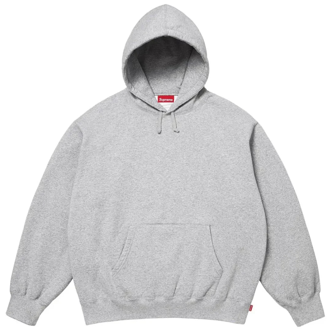 Supreme Satin Applique Hooded Sweatshirt (SS26) Heather Grey