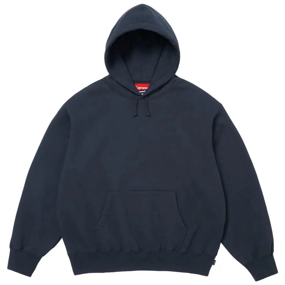 Supreme Satin Applique Hooded Sweatshirt (SS26) Washed Navy