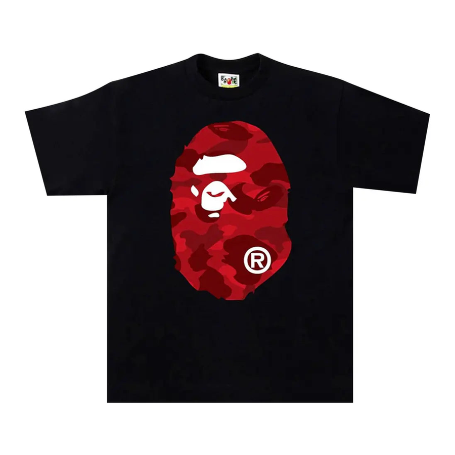 Bape Color Camo Big Ape Head Tee Black/Red