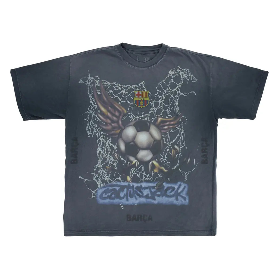 Cactus Jack by Travis Scott x FC Barcelona Washed Spray Logo Tee Black