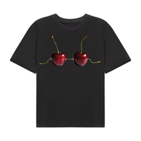 Cafe Societe Cropped T-shirt Cherry Black