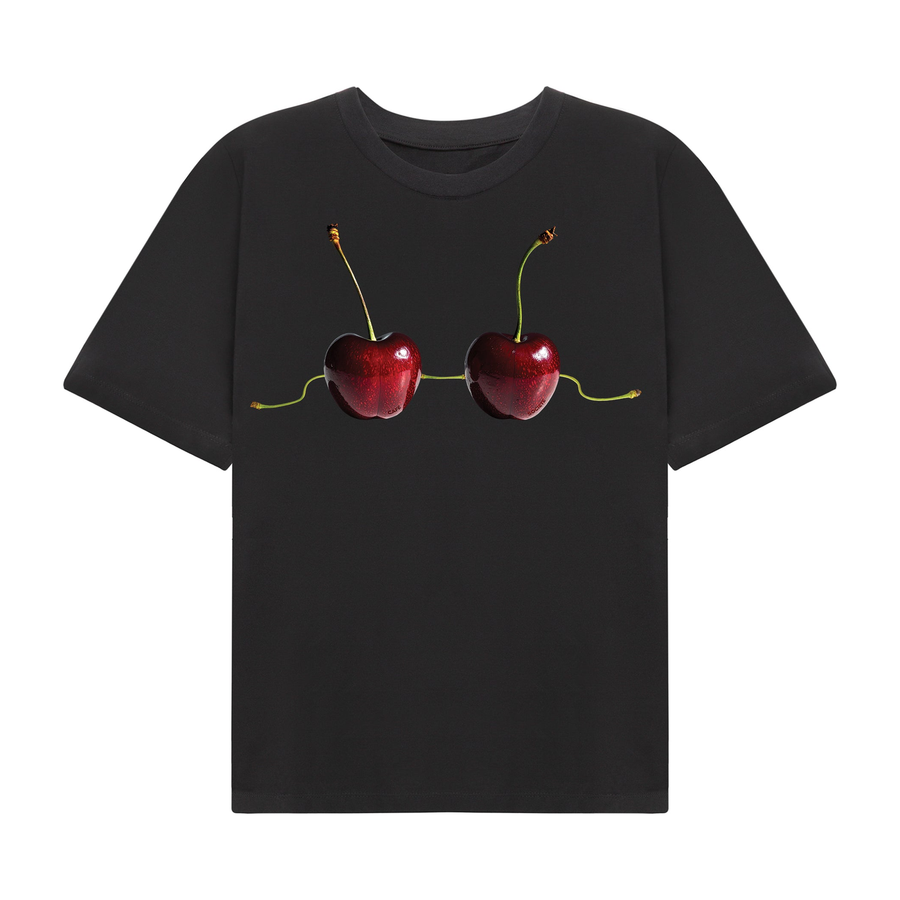Cafe Societe Cropped T-shirt Cherry Black