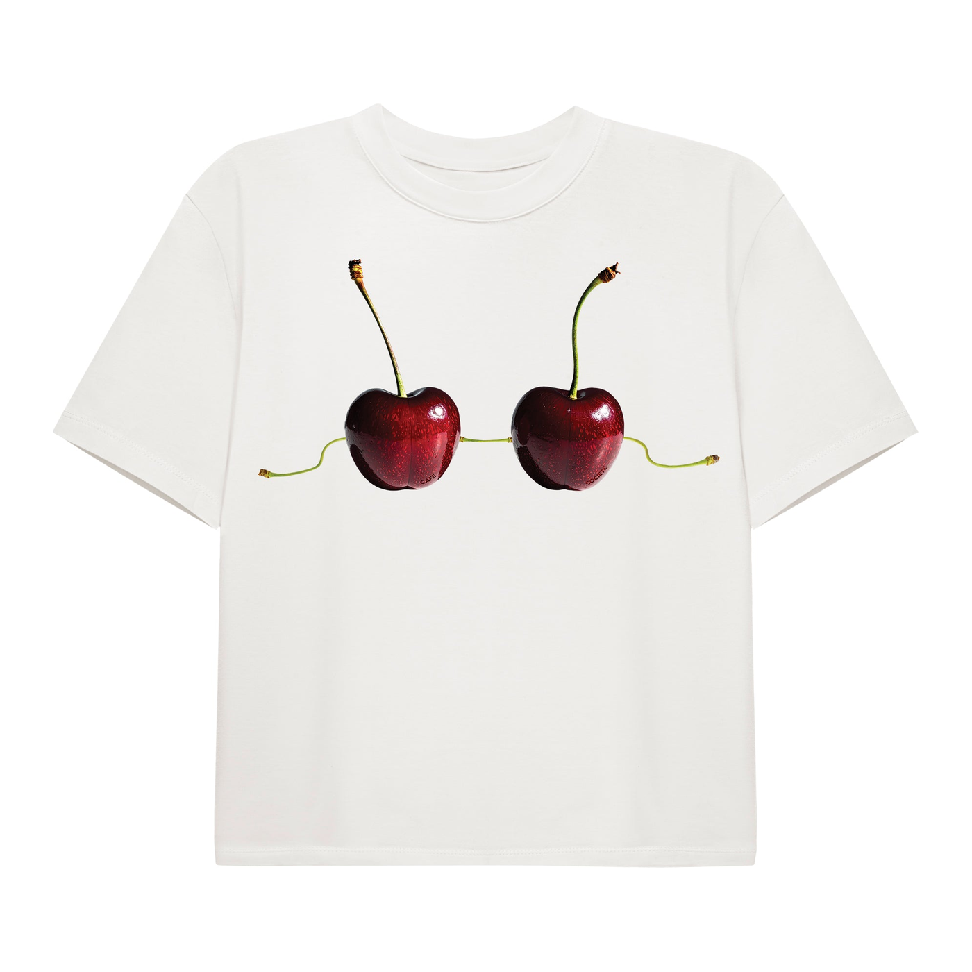 Cafe Societe Cropped T-shirt Cherry White