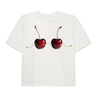 Cafe Societe Cropped T-shirt Cherry White