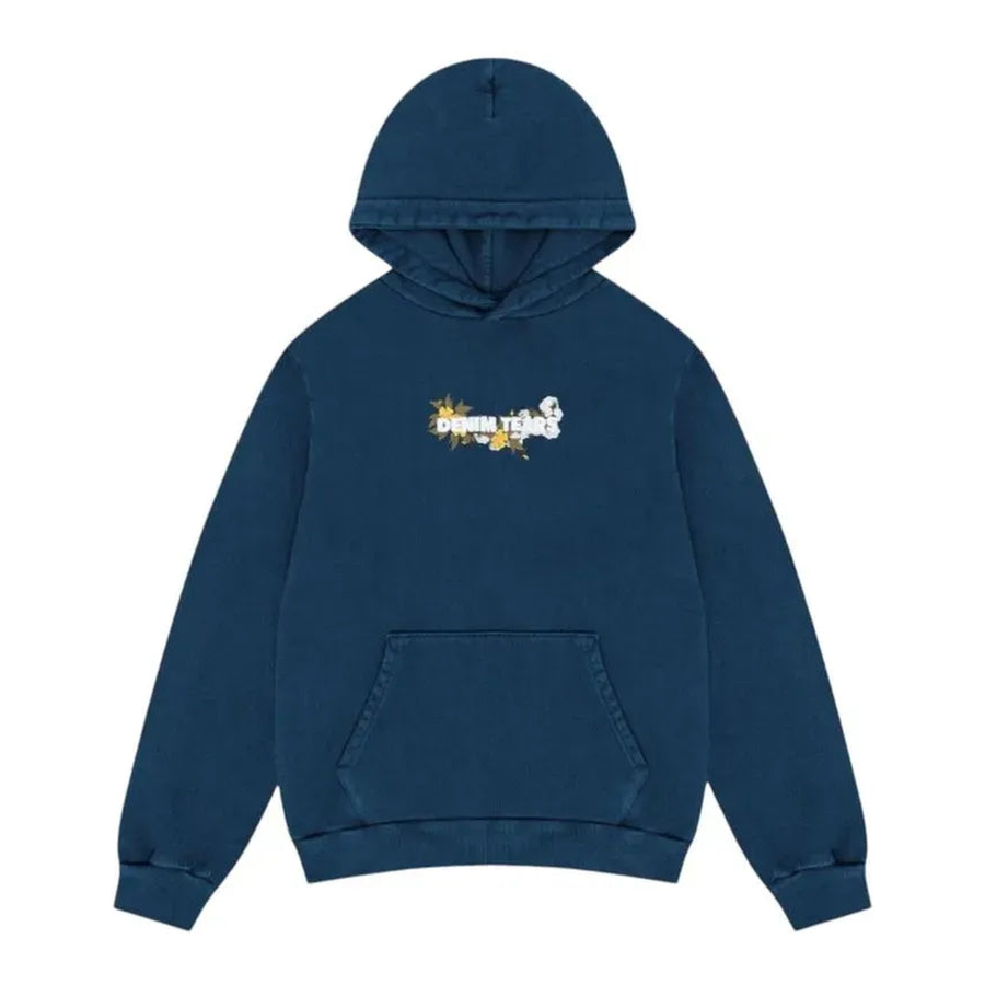 Denim Tears Floral Embroidered Logo Hoodie Navy