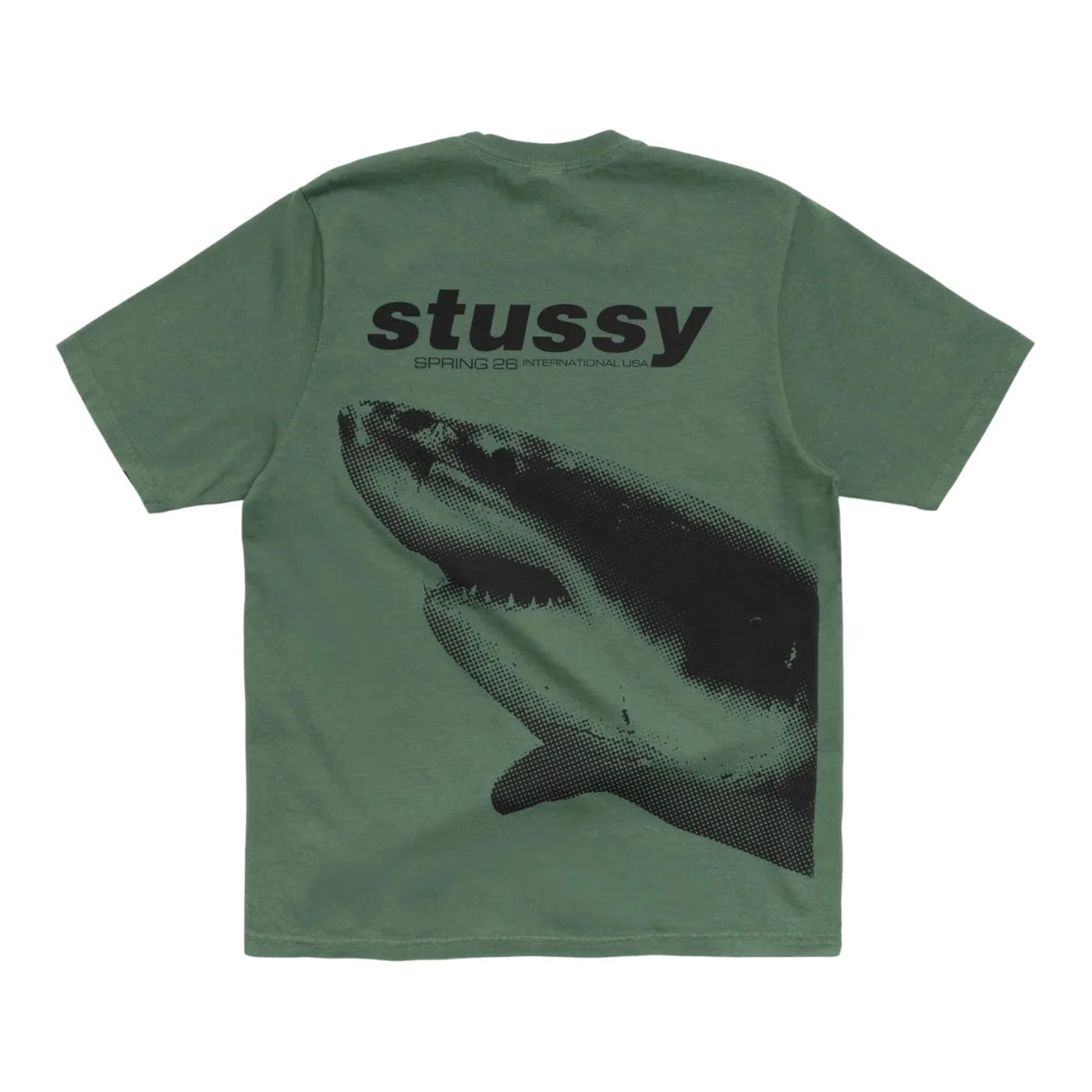 Stussy Shark Tee pigmentově barvené zelené