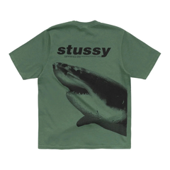Stussy Shark Tee pigmentově barvené zelené