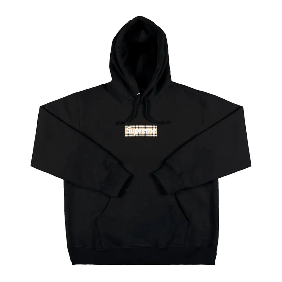 Supreme Burberry Box Logo Hoodie Black