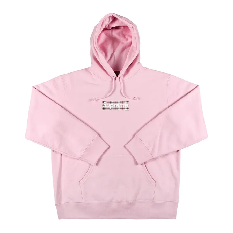 Supreme Burberry Box Logo Hoodie Light Pink