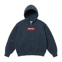 Supreme Maison Margiela Box Logo Zip Up Hoodie Navy