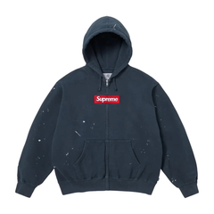 Supreme Maison Margiela Box Logo Zip Up Hoodie Navy
