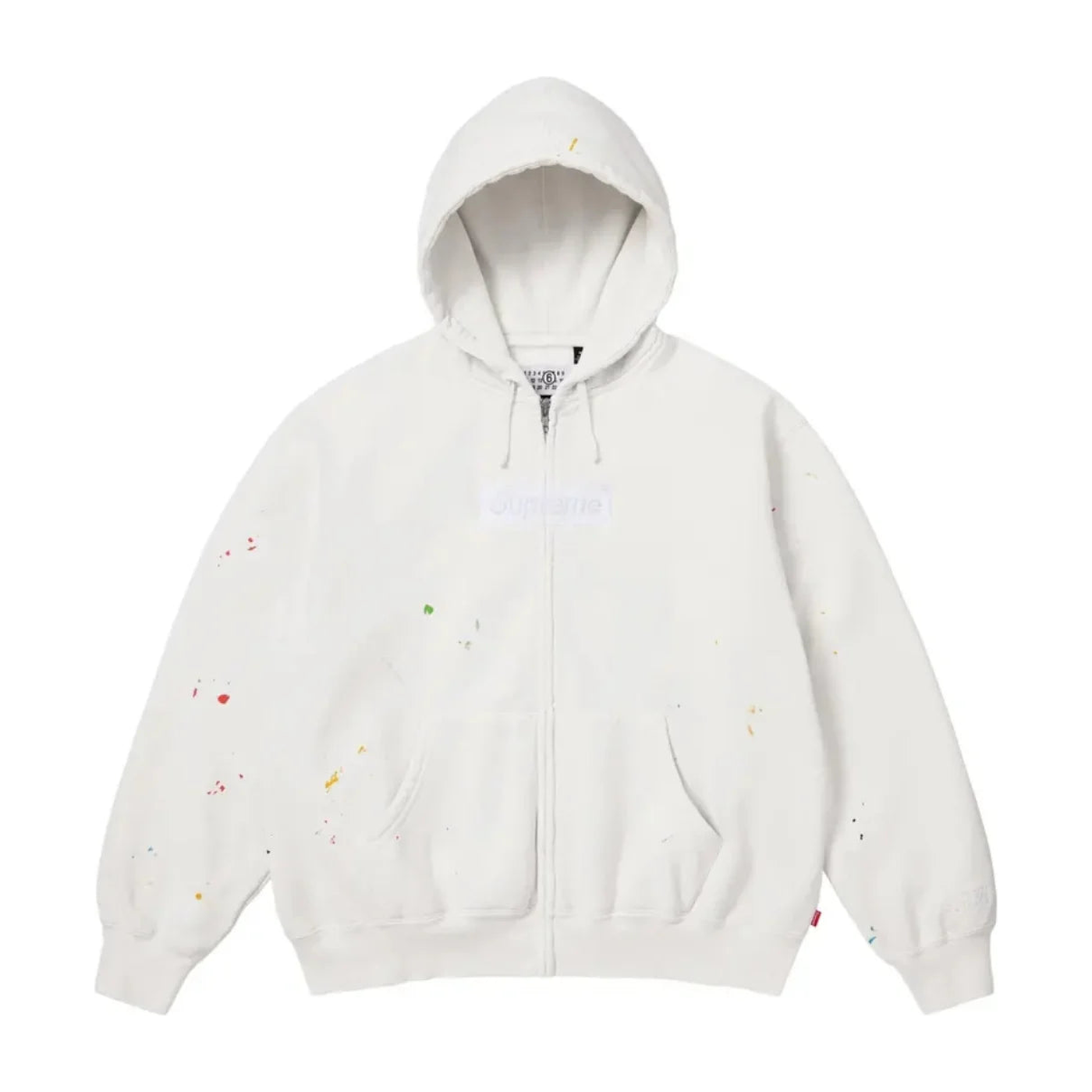 Supreme Maison Margiela Box Logo Zip Up Hoodie White