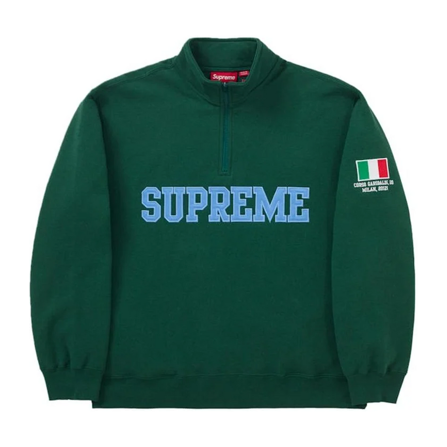 Supreme Milan Shop Flag Half Zip Pullover Green