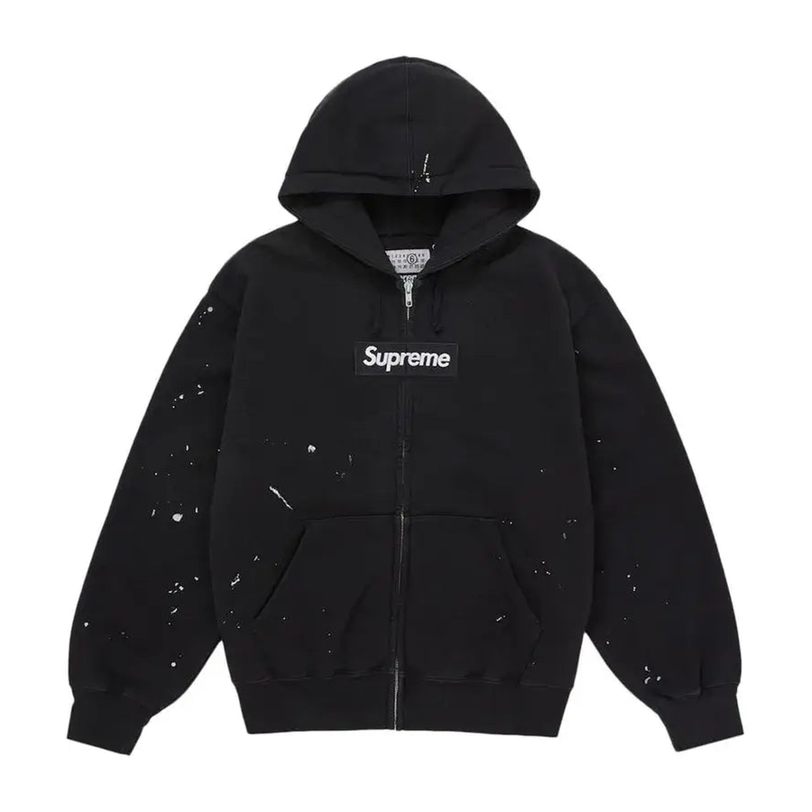 Supreme MM6 Maison Margiela Box Logo Zip Up Hooded Sweatshirt Black