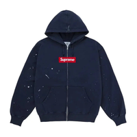 Supreme MM6 Maison Margiela Box Logo Zip Up Hooded Sweatshirt Navy
