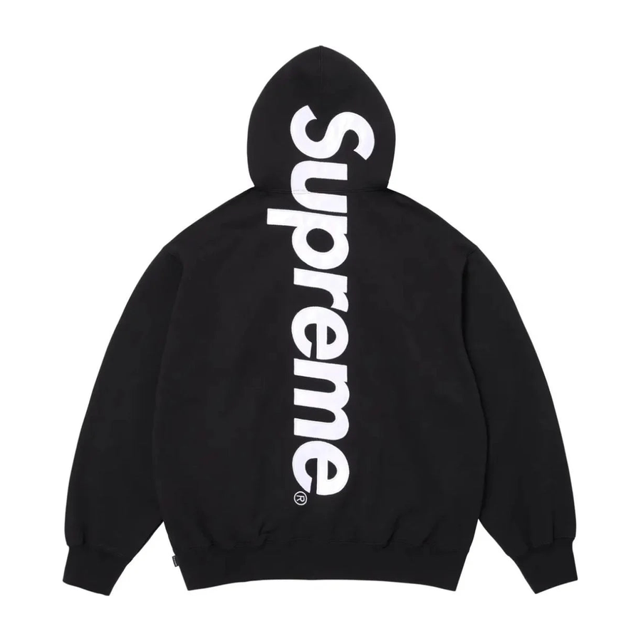 Supreme Satin Applique Hooded Sweatshirt (SS26) Black