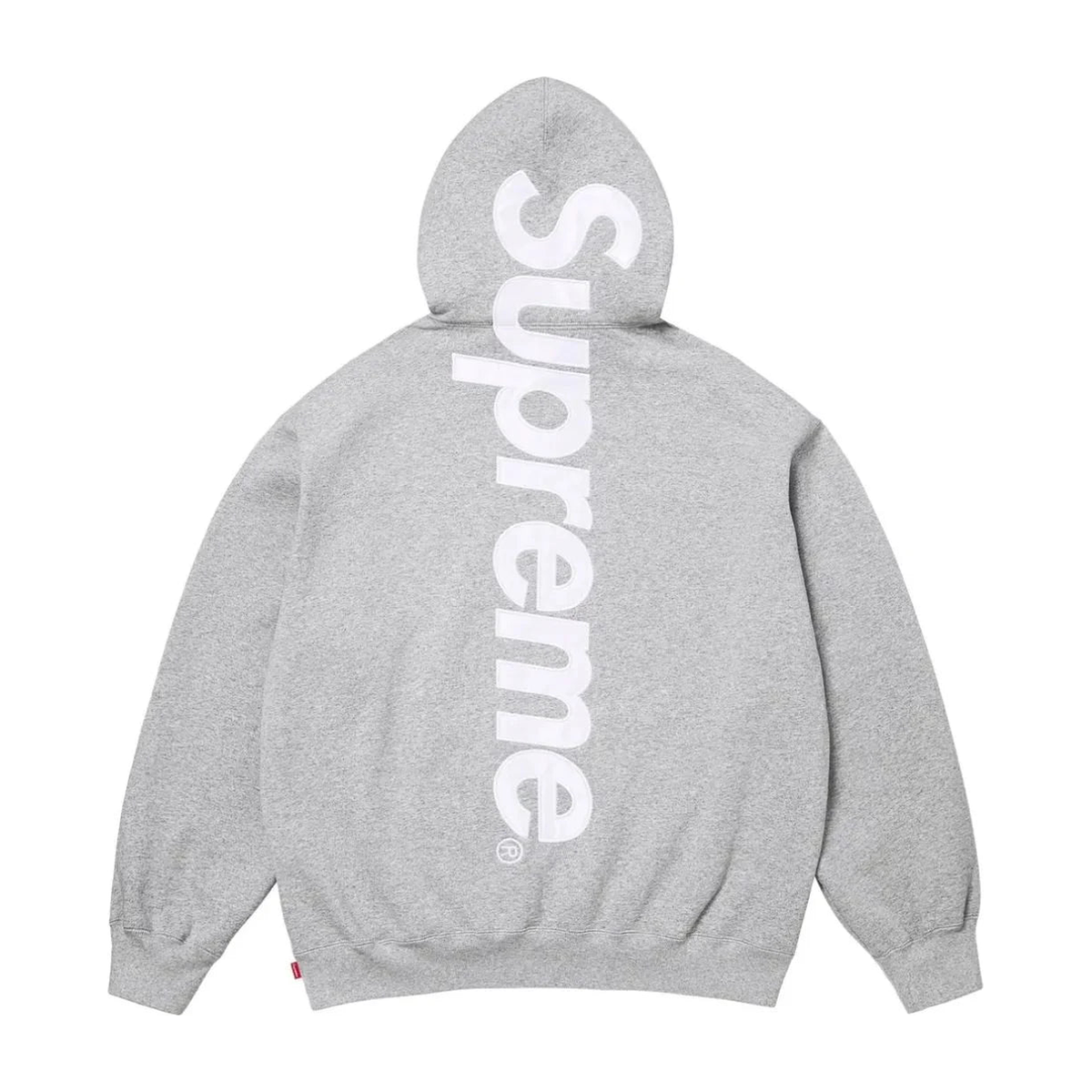 Supreme Satin Applique Hooded Sweatshirt (SS26) Heather Grey