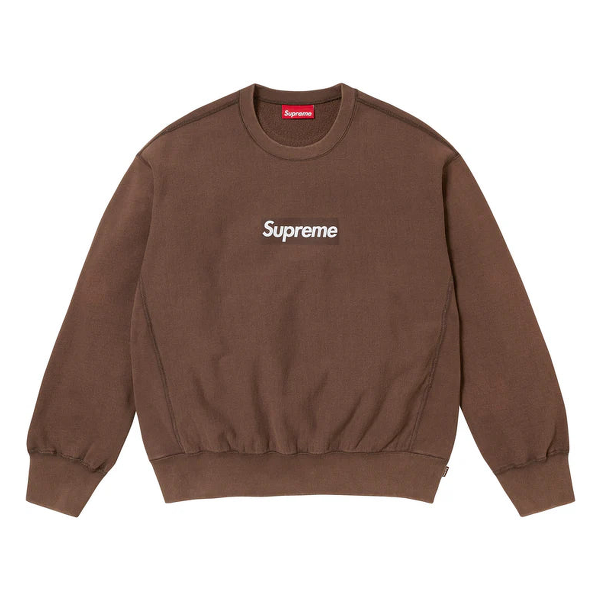 Supreme Washed Box Logo Crewneck Brown