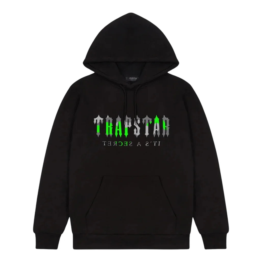 Trapstar Decoded Camo Hoodie Black Neon Green