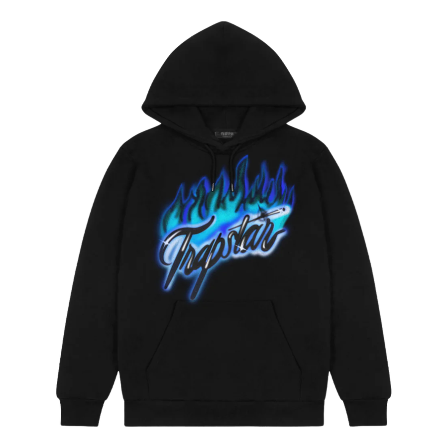 Trapstar Flame Print Hoodie Black