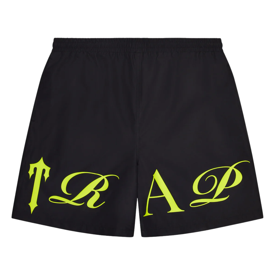 Trapstar Script Shell Shorts – Black/Slime