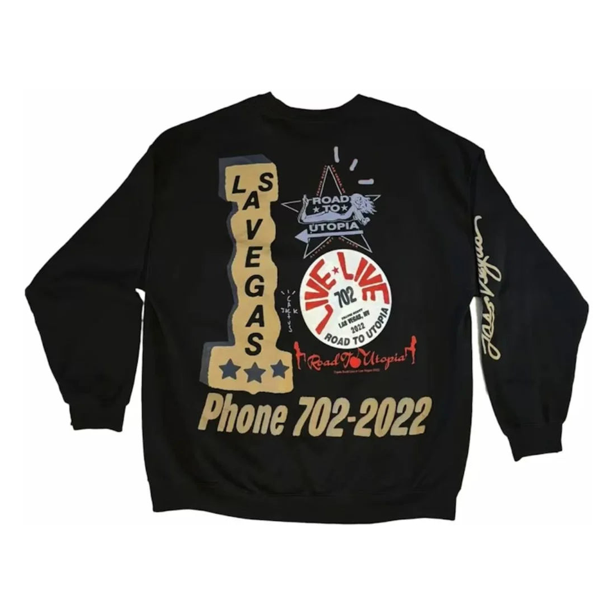 Travis Scott Road to Utopia Las Vegas Crewneck Black