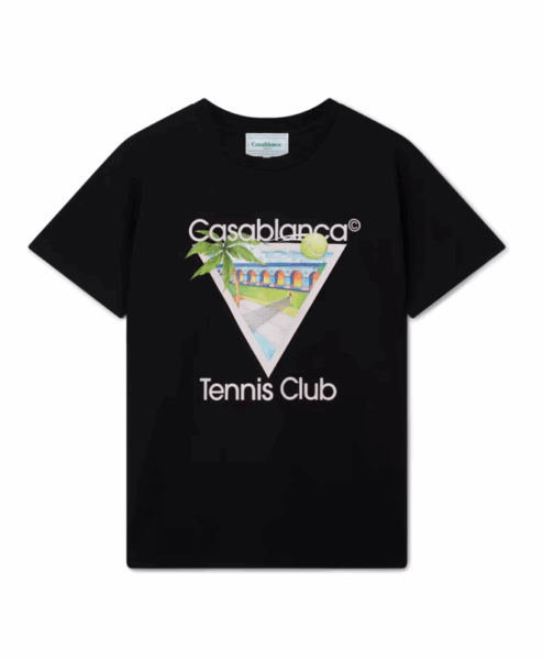Casablanca Tennis Club Icon Screen Black Tee