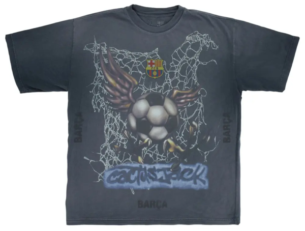 Cactus Jack by Travis Scott x FC Barcelona Washed Spray Logo Tee Black