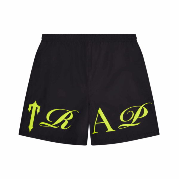 Trapstar Script Shell Shorts – Black/Slime