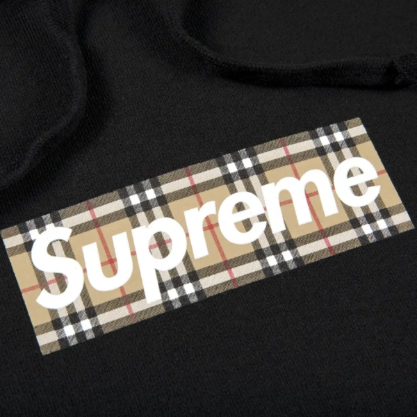 Supreme Burberry Box Logo Hoodie Black 1