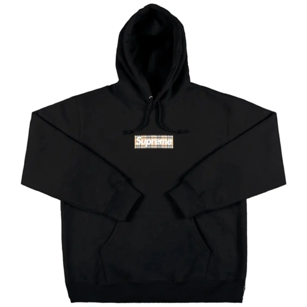 Supreme Burberry Box Logo Hoodie Black